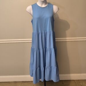 Nordstrom Sleeveless Blue Tiered  Sundress Sz XL Summer Minimalist Casual Preppy
